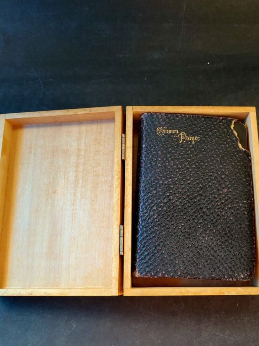 Antique, Leather-Bound Book of Common Prayer Gold Gilt Lettering And Textured
